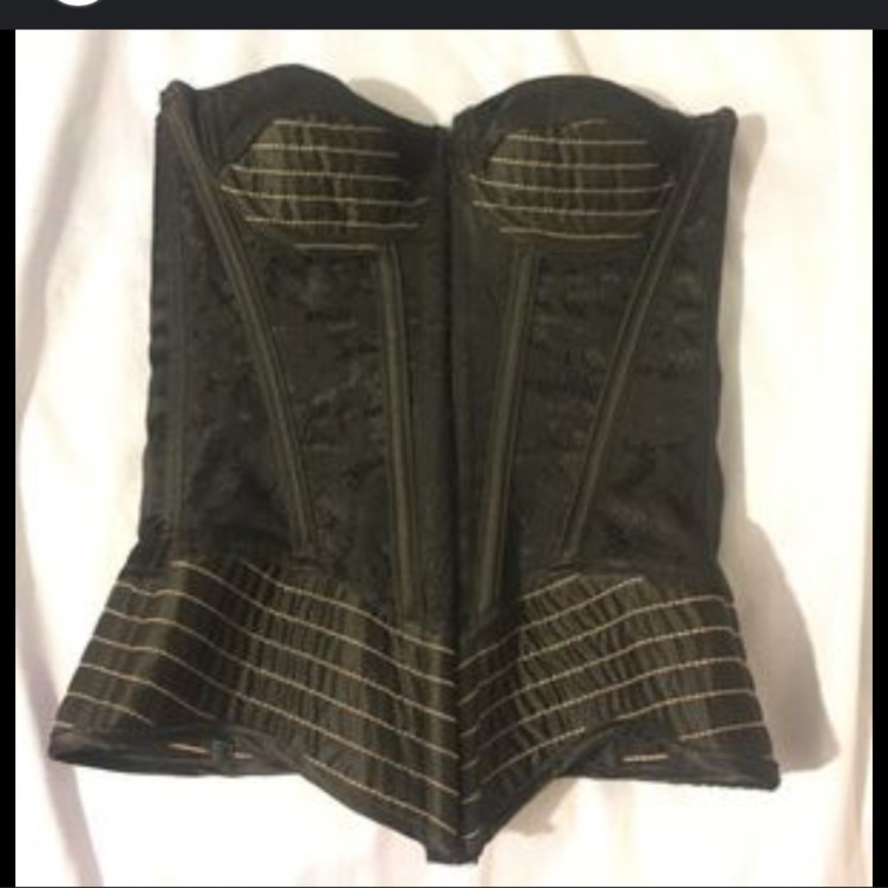 SHIRLEY OF HOLLYWOOD EUC TIE BACK BUSTIER STRUCTURED CORSET SIZE 36